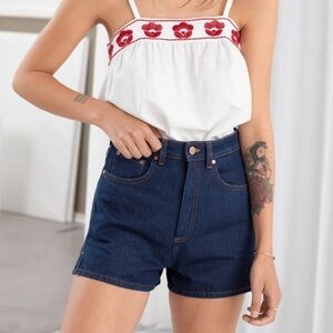 & OTHER STORIES High Waisted Side Slit Denim Shorts